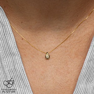 10K Yellow Gold Tear Drop Diamond Necklace