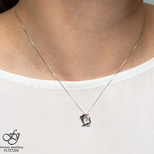 10K White Gold Diamond Dolphin Necklace