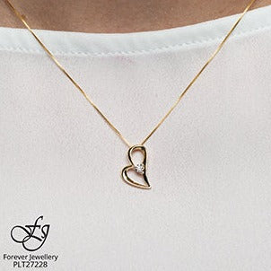 10K Yellow Gold Diamond Heart Necklace