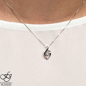 10K White Gold Dancing Diamond Necklace