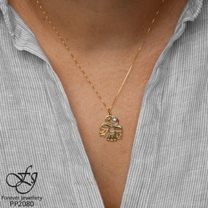 10K Yellow Gold Diamond Eagle Necklace