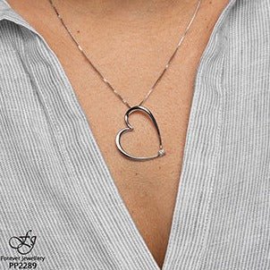 Sterling Silver Diamond Heart Necklace