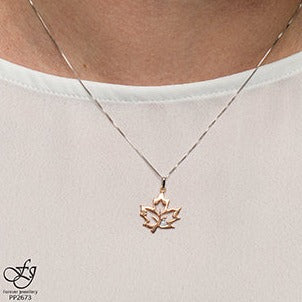 10K Rose Gold Diamond Maple Leaf Necklace