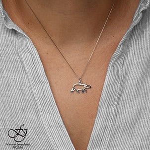 10K White Gold Diamond Polar Bear Necklace