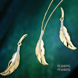 10K Yellow Gold Feather Necklace