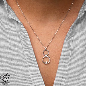 Sterling Silver Diamond Circle Necklace