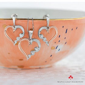 10K Two Tone Diamond Heart Necklace