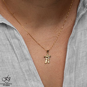 10K Yellow Gold Diamond Inuksuk Necklace