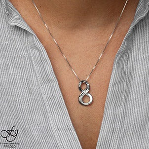 Sterling Silver Diamond Figure Eight Necklace