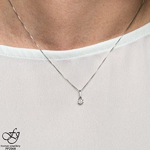 10K White Gold Solitaire Diamond Necklace