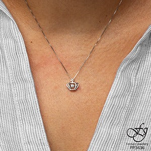 10K White Gold Diamond Crown Neckalce