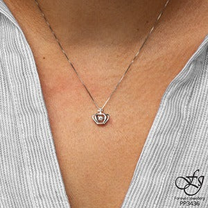 10K White Gold Diamond Hexagon Necklace