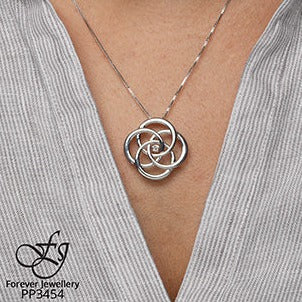 Sterling Silver Diamond Circle Necklace