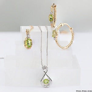 10K Yellow Gold Peridot & Diamond Necklace