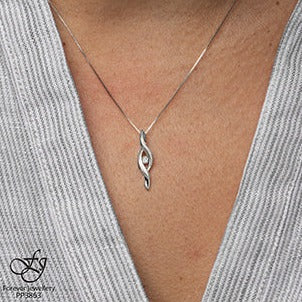 10K White Gold Twist Diamond Necklace