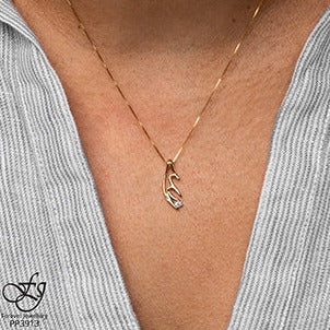 10K Yellow Gold Antler Diamond Necklace