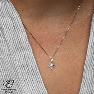 10K White Gold Solitaire Diamond Necklace