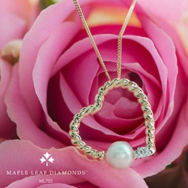 10K Yellow Gold Pearl Heart Necklace