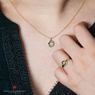 10K Yellow Gold Star Disc Necklace