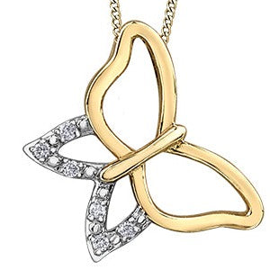 Yellow Gold Diamond Butterfly Necklace