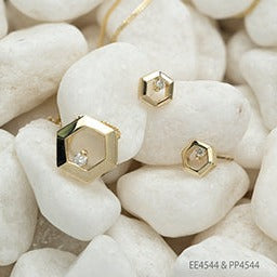 10K Yellow Gold Hexagon Necklace