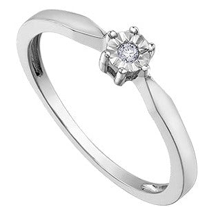 10K White Gold Solitaire Illusion Set Diamond Ring