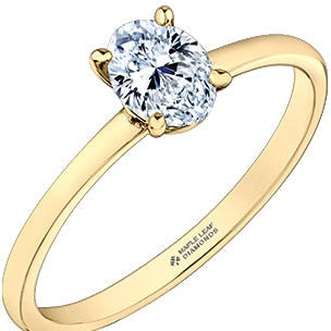 18K Yellow Gold Oval Diamond Ring