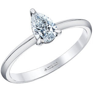 18K White Gold Palladium Diamond Pear Engagement Ring