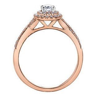 10K Rose Gold Halo Diamond Ring