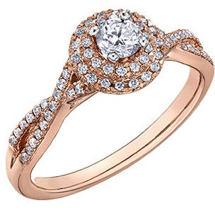 10K Rose Gold Halo Diamond Ring