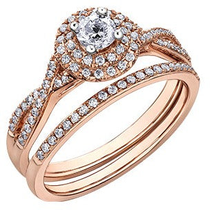 10K Rose Gold Halo Diamond Ring