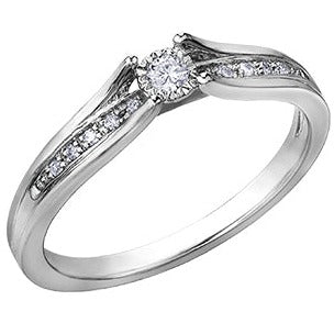 10K White Gold Illusion Set Diamond Ring