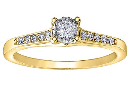 10K Two Tone Illusion Set Diamond Ring