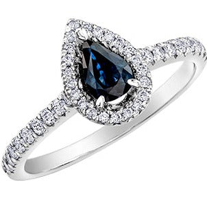 10K White Gold Diamond Sapphire Ring