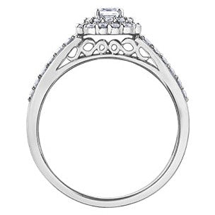 18K White Gold Palladium Emerald Cut Diamond Ring