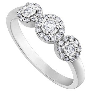 10K White Gold Illusion Set Diamond Ring