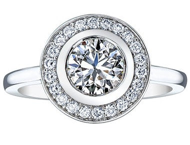 14K White Gold Diamond Bezel Set Engagement Ring