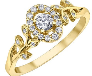 10K Yellow Gold Diamond Floral Ring