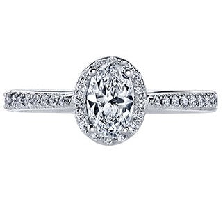 14K White Gold Oval Diamond Ring