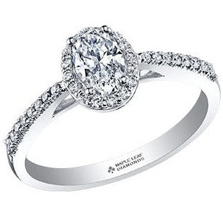 14K White Gold Oval Diamond Ring