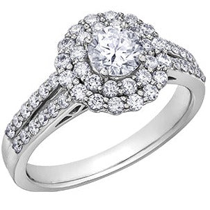 14K Yellow Gold Diamond Halo Ring