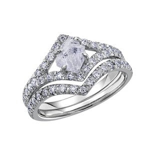 18K White Gold Palladium Rough Diamond Ring