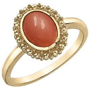 10K Yellow Gold Orange Moonstone Ring