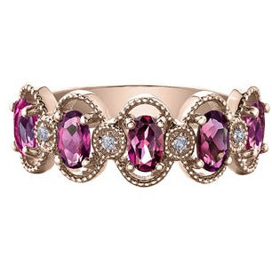 10K Rose Gold Pink Tourmaline & Diamond Ring