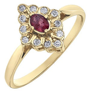 10K Yellow Gold Diamond Ruby Ring