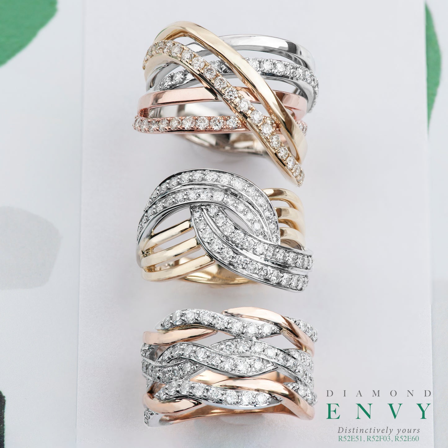 10K Tri Gold Criss-Cross Wide Band Ring