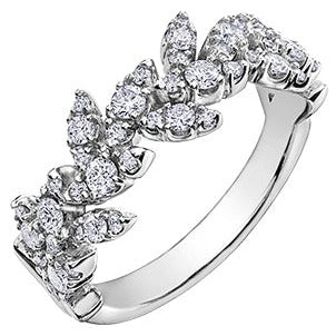 10K White Gold Diamond Leaf Band