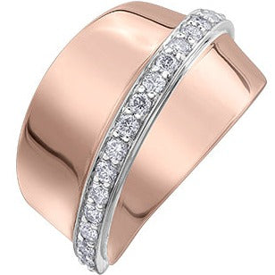 10K Two Tone Diamond Wide Ring