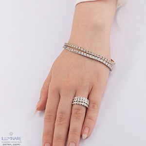 10K Yellow & White Gold Illusion Set Diamond Band