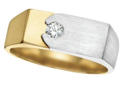 Yellow & White Gold Diamond Men's Ring